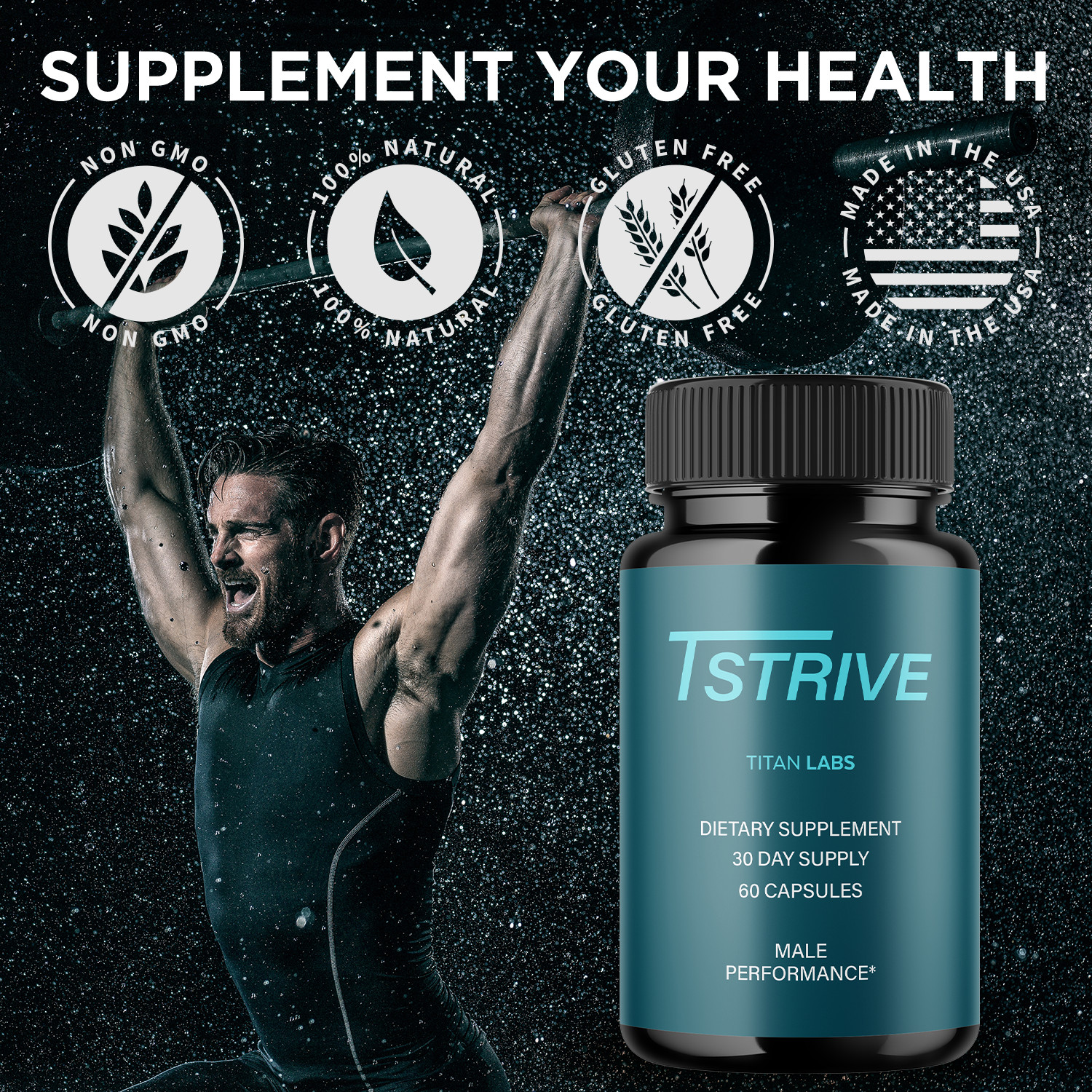 (3 Pack) Tstrive Advanced Male Support Performance Supplement 180 Capsules