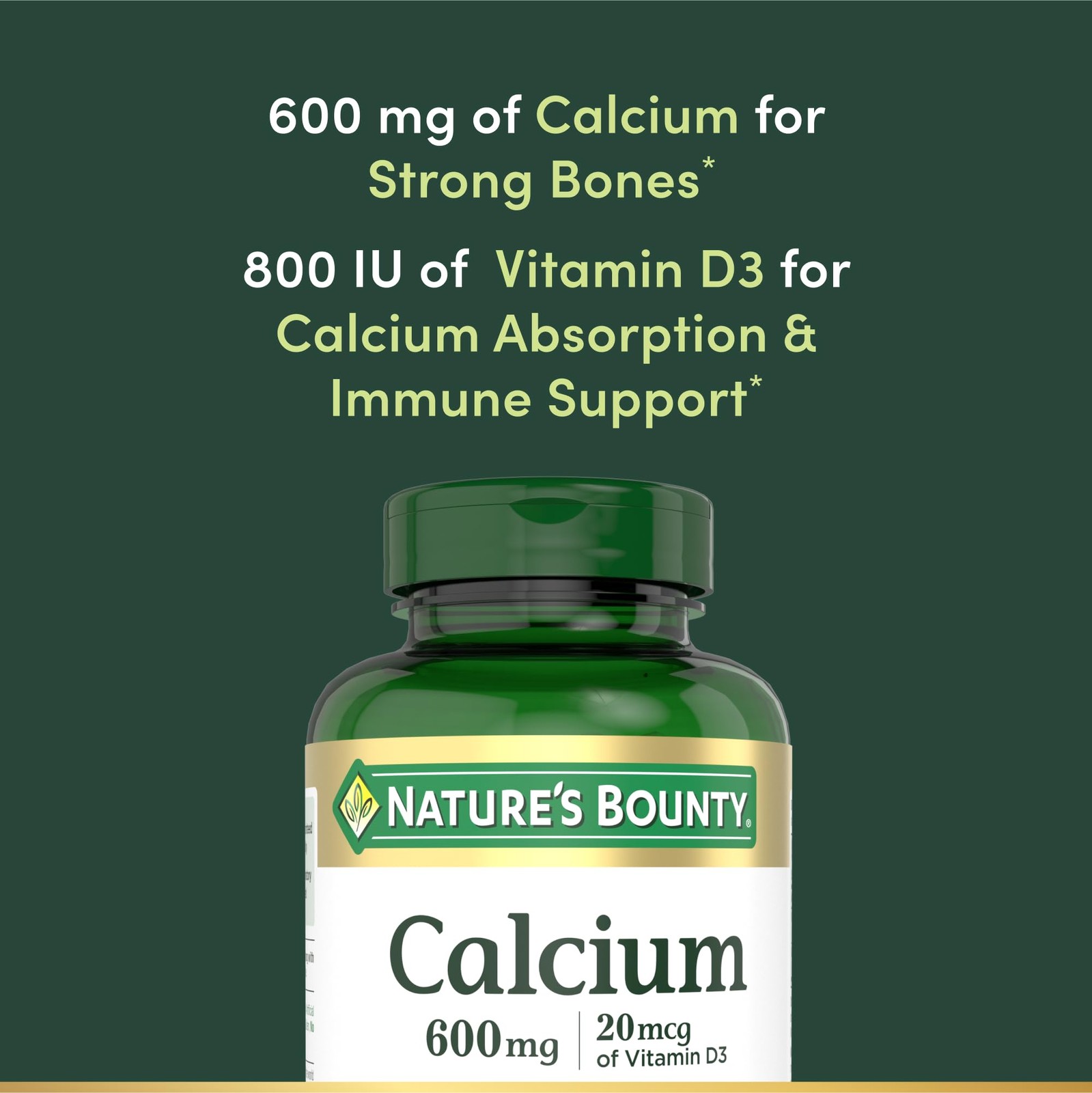 Nature’s Bounty Calcium Carbonate & Vitamin D, Supports 250 count (Pack of 1)