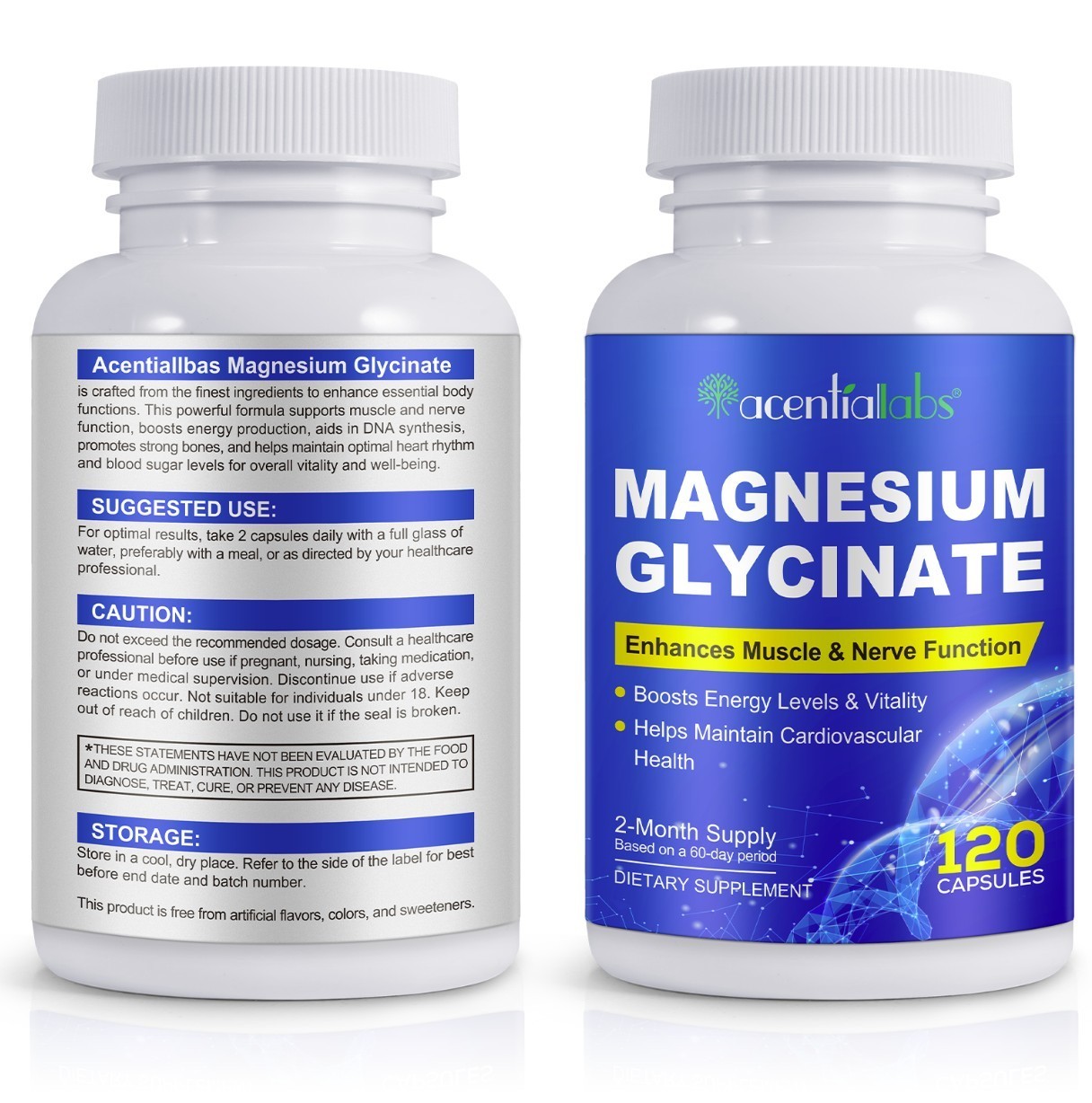 Magnesium Glycinate 120 Capsules 1040mg High Absorption for Sleep Stress Muscle