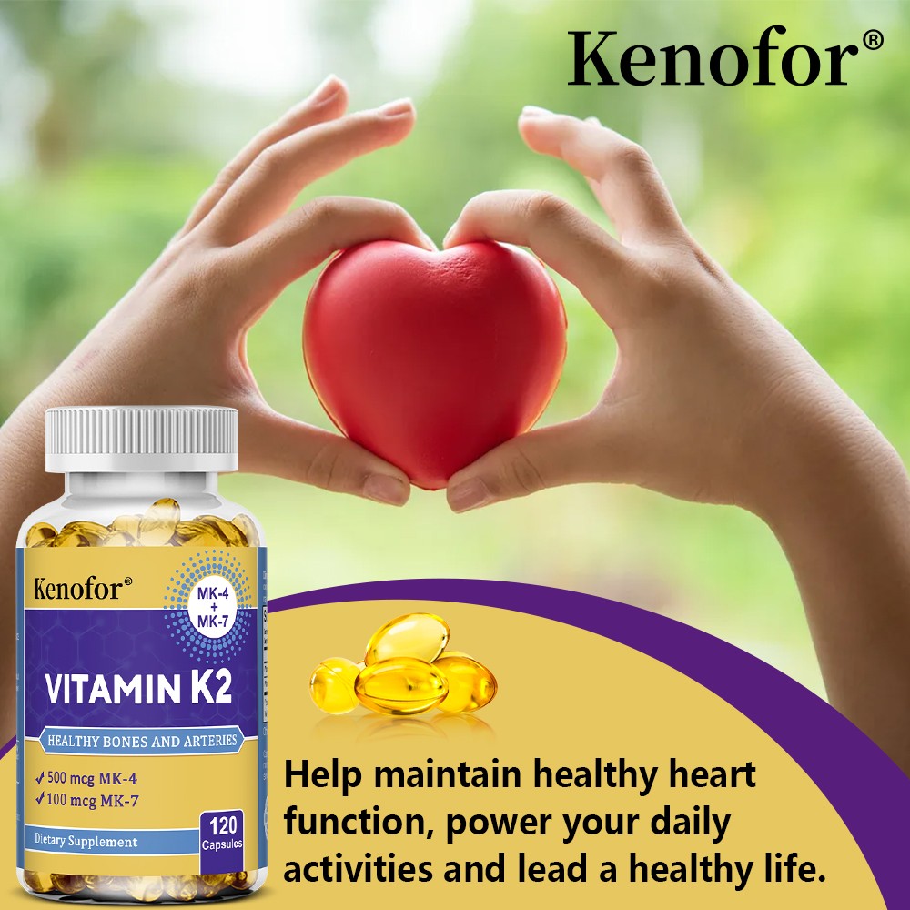 Vitamin K2 (essential MK-4 + MK-7) 30/60/120 Capsules Bones Healthy Support