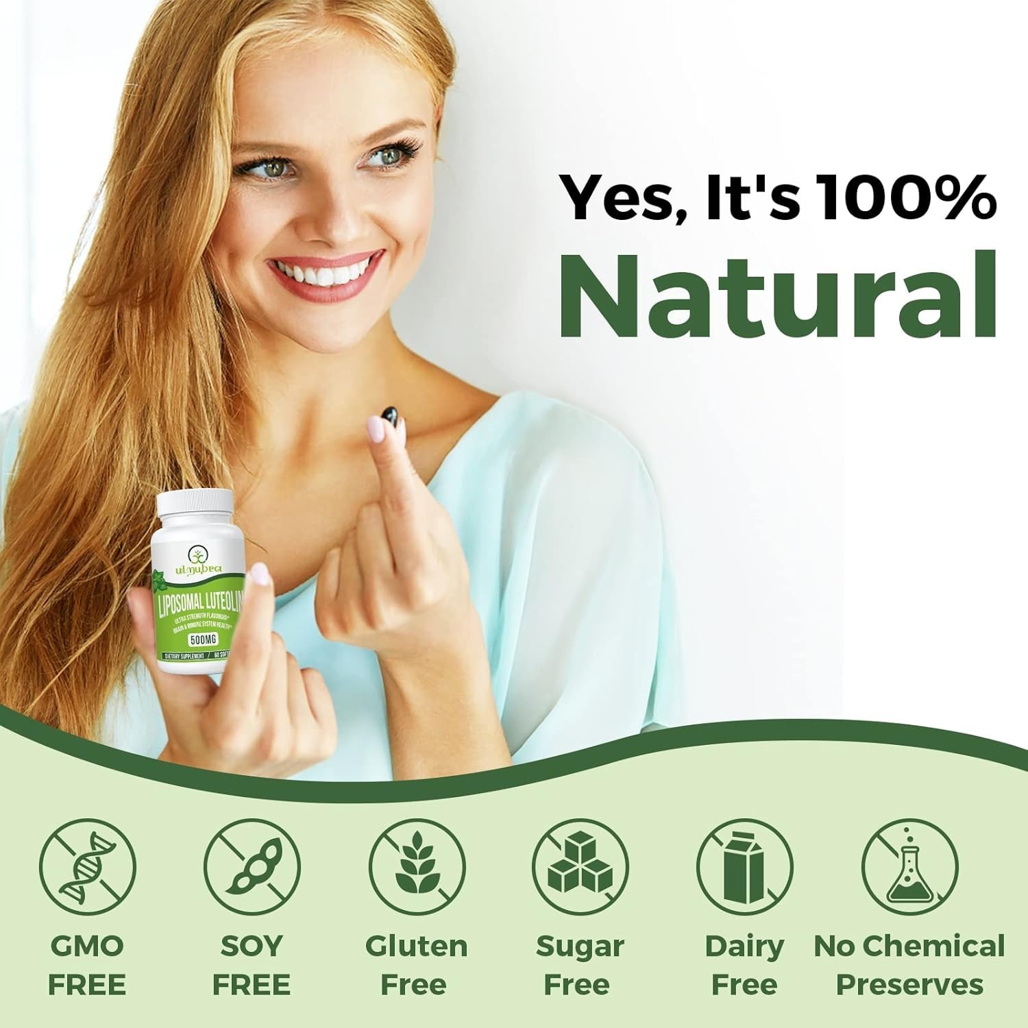 High-Potency Luteolin 500MG Softgels – Non-GMO & Gluten-Free Supplement