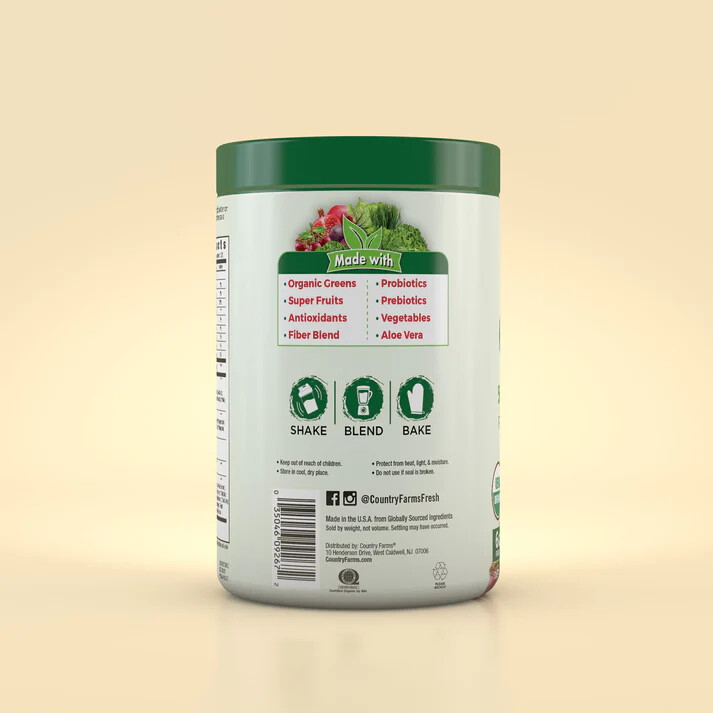 Country Farms Super Greens Organic Whole Food Supplement Natural Flavor 10.6oz