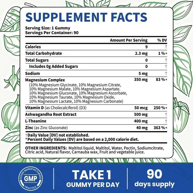 14-in-1 VEV Magnesium Gummies – with Ashwagandha, L-Theanine, Vitamin D3 & Zinc