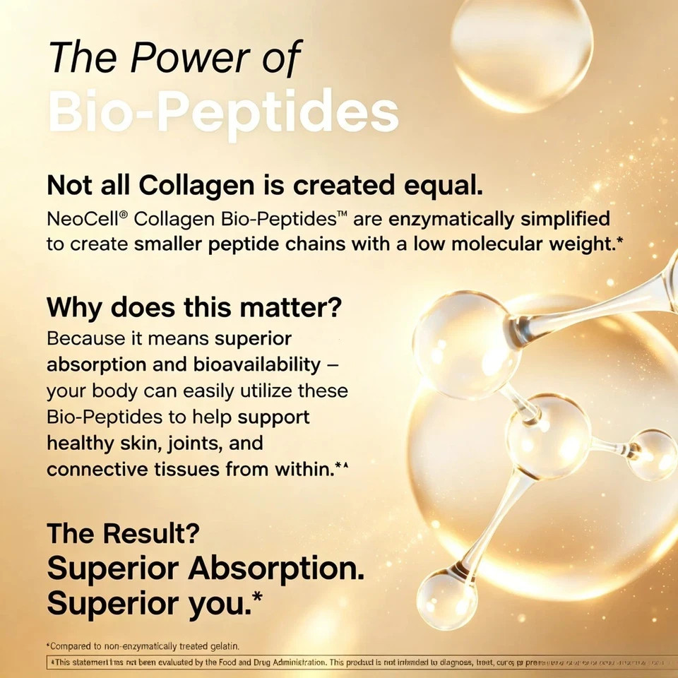 NeoCell Collagen Peptides Powder – Grassfed, Unflavored – 20 oz (567g) – 20g Col