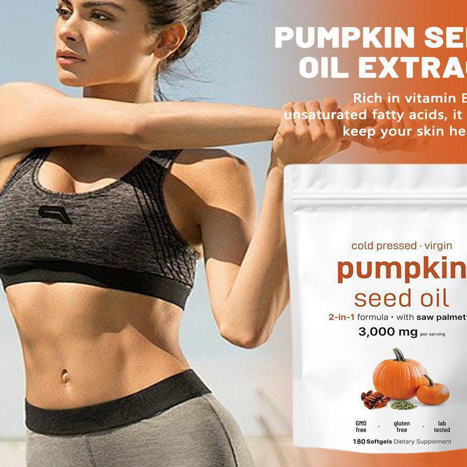 Seed Pumpkin Oil 3000mg + Saw Palmetto 300 mg | Prostate Support |180 Softgels
