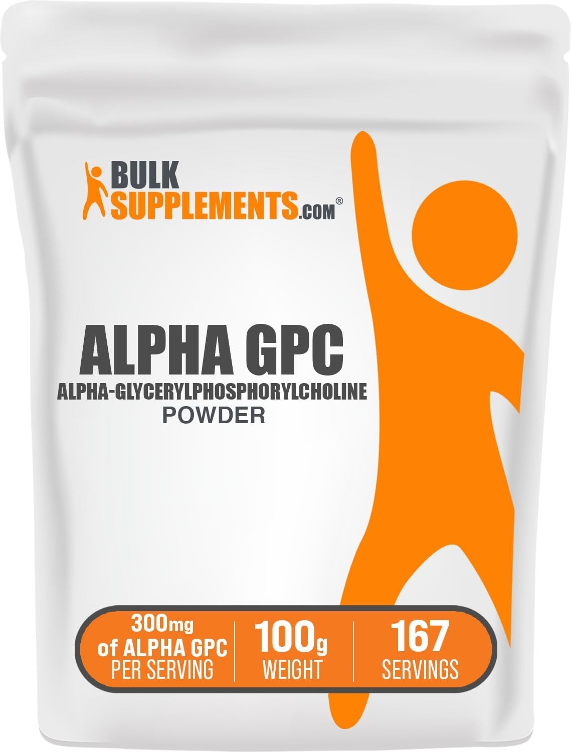 Alpha GPC Powder 300mg – Choline Supplement, Unflavored, Gluten-Free, 100g