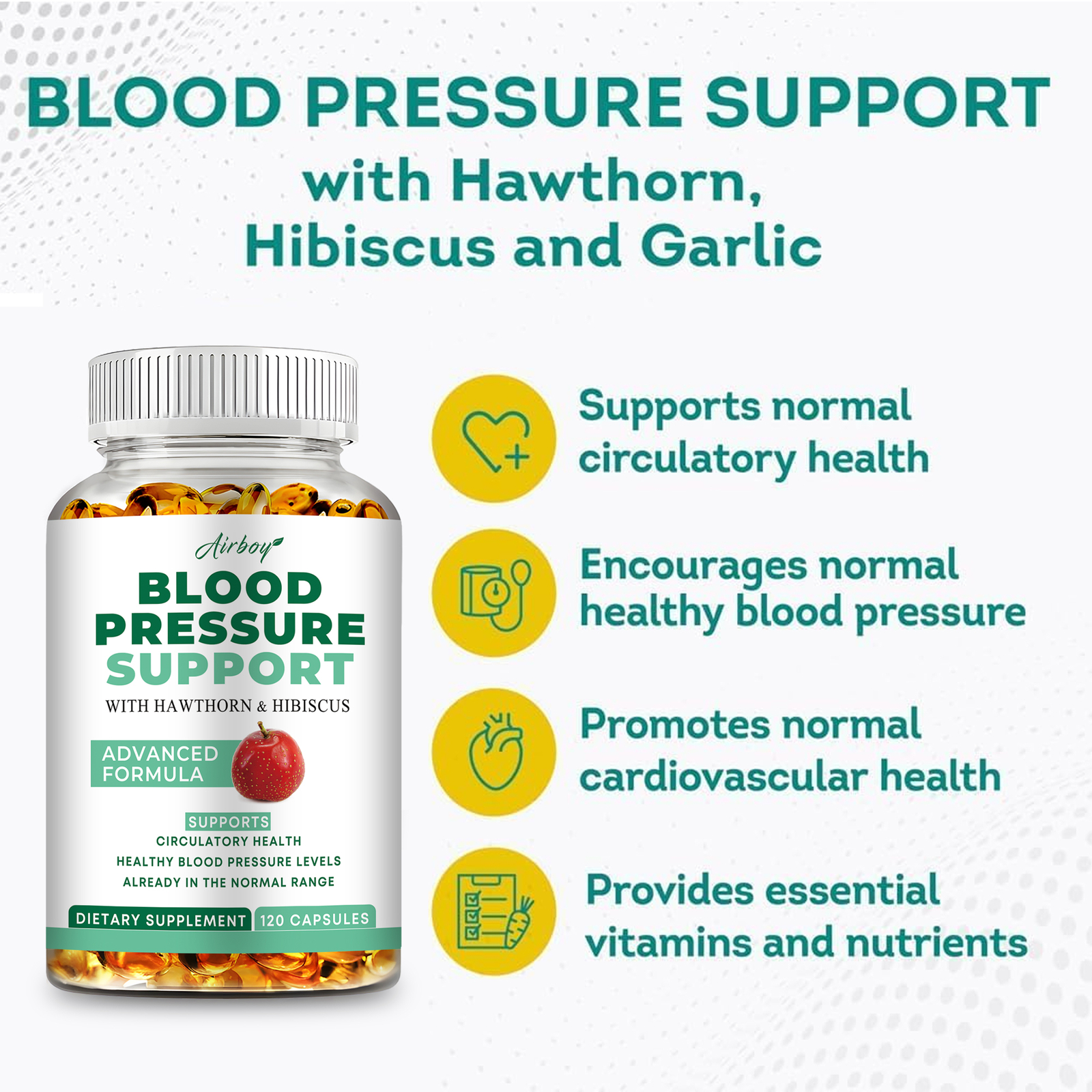 Blood Pressure Support – Hawthorn, Hibiscus – Heart and Blood Pressure Support