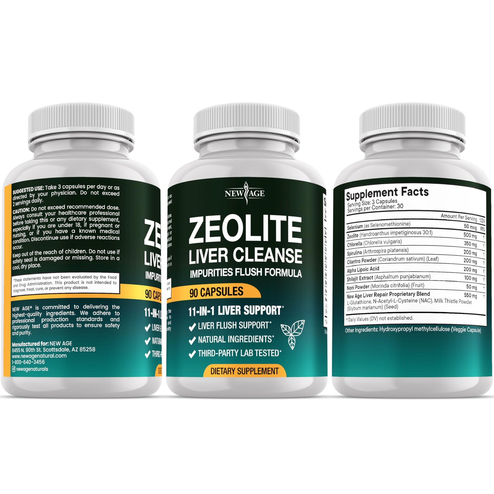 NEW AGE Liver Cleanse & Repair Zeolite Adults Noni NAC Milk Thistle 270 Count