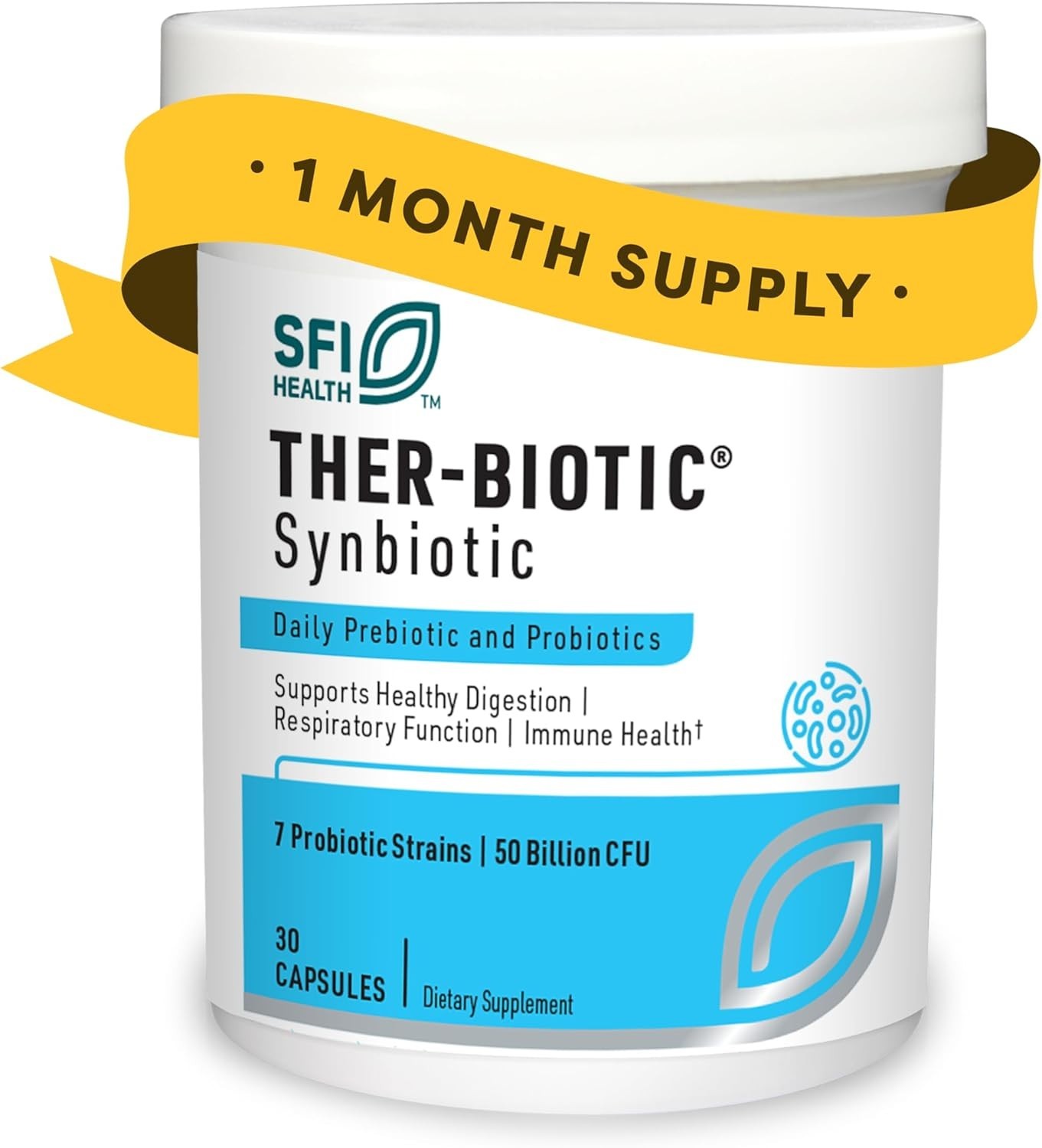 SFI Health Ther-Biotic Synbiotic 50 Billion CFU Probiotic Sunfiber 30 Capsules