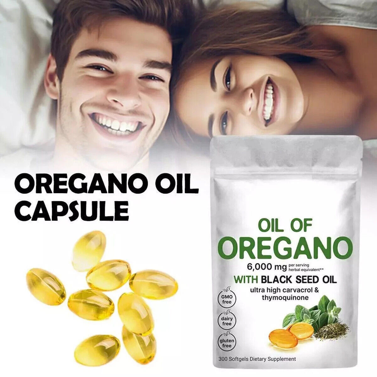 2 in 1 Oil of Oregano & Black Seed Softgels Count with Carvacrol,Immune Support