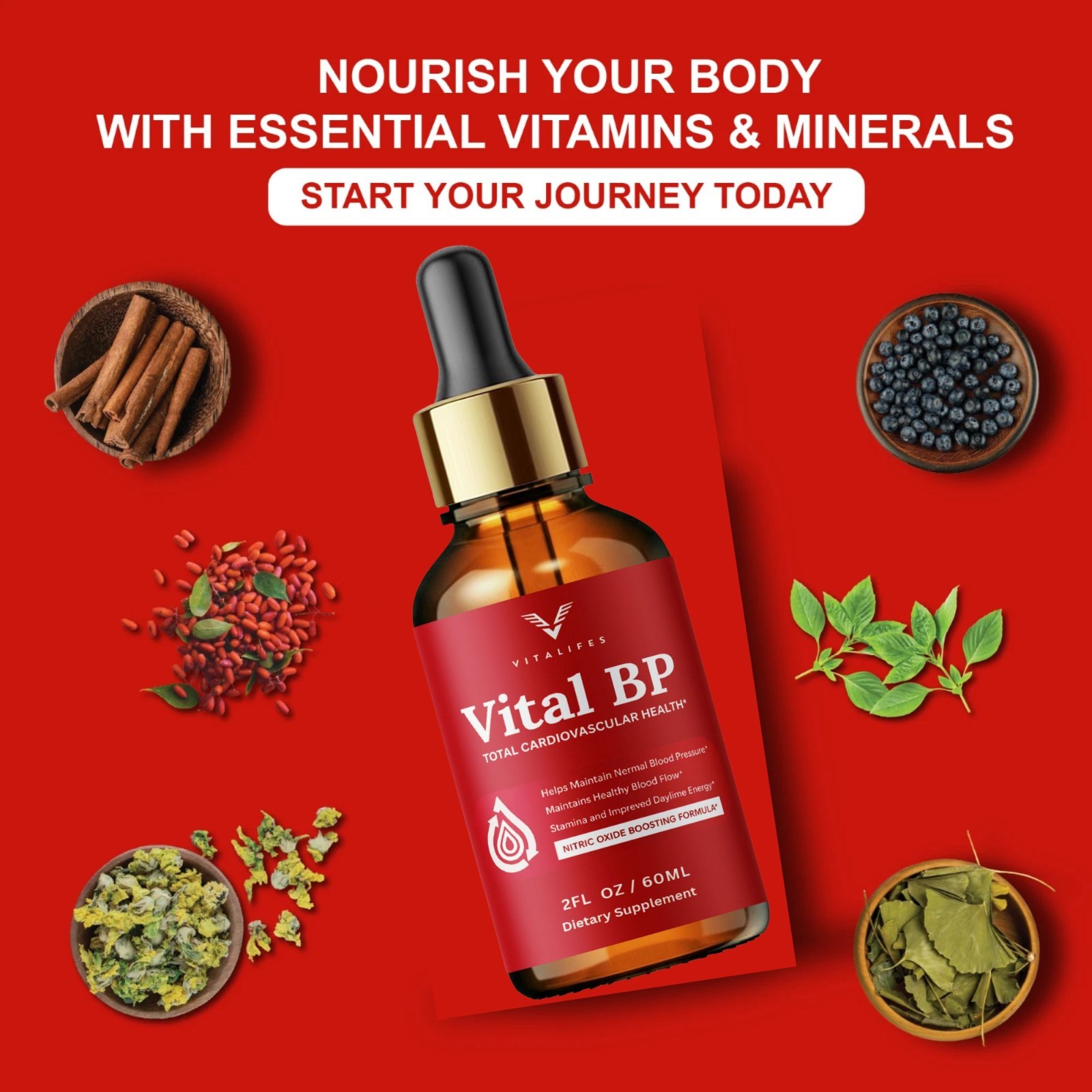 (3 Pack) Vital BP Herbal Drops Premium Liquid Supplement 60ml