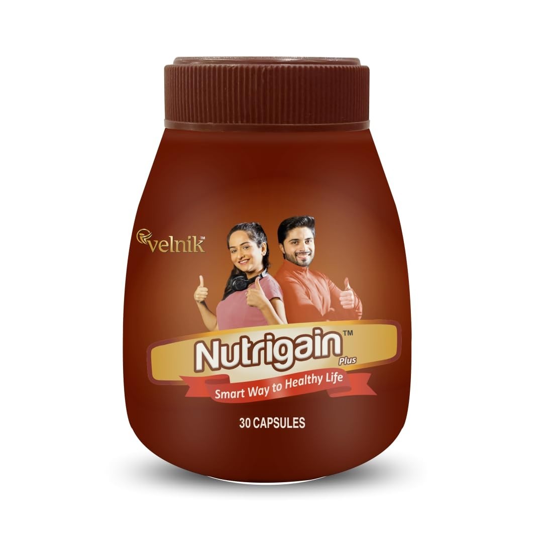 Nutrigain Plus Ayurvedic Weight Gainer Supplement Capsules Unisex, 60tab