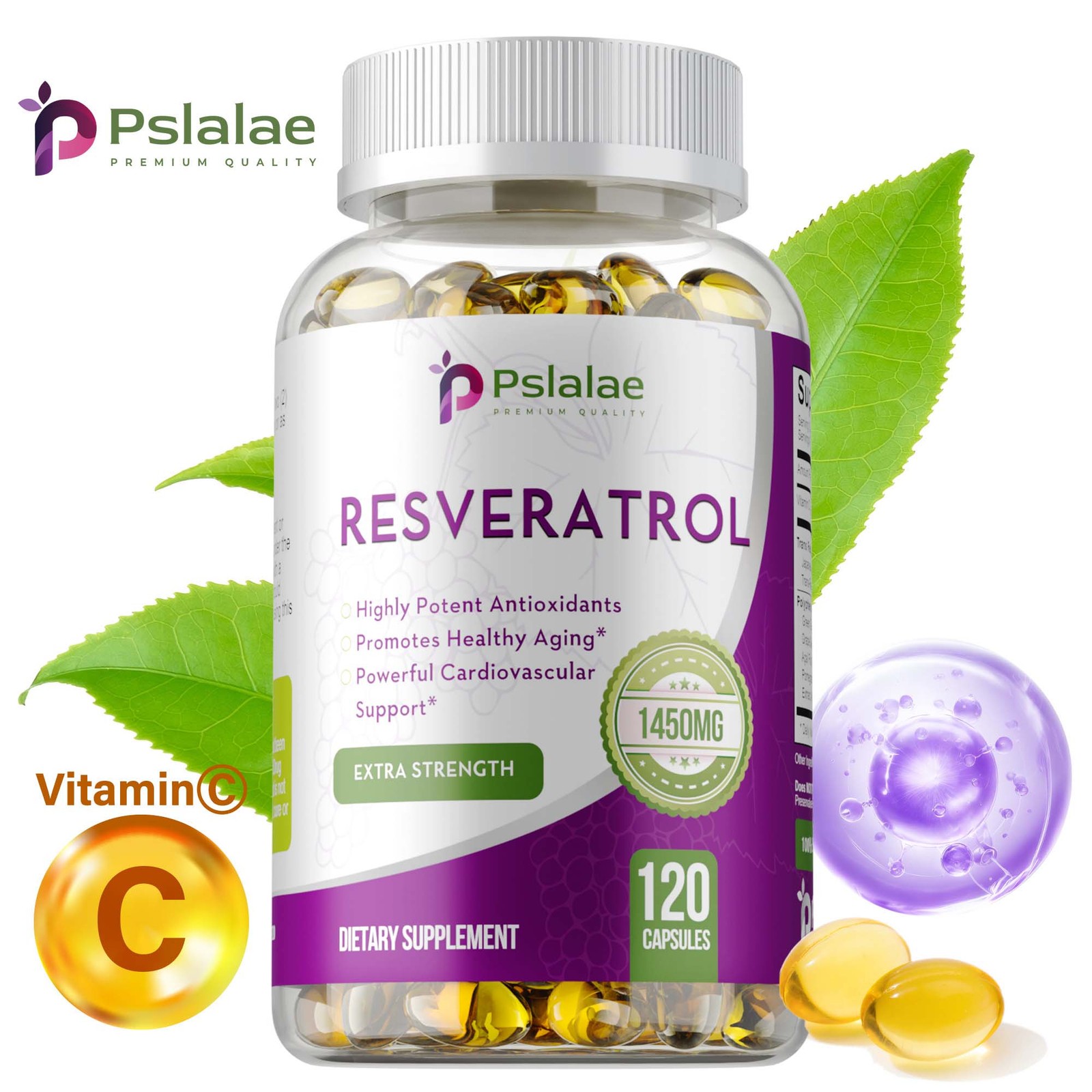 Resveratrol Capsules 1450mg – Natural Antioxidant, Anti Aging, Anti Inflammatory