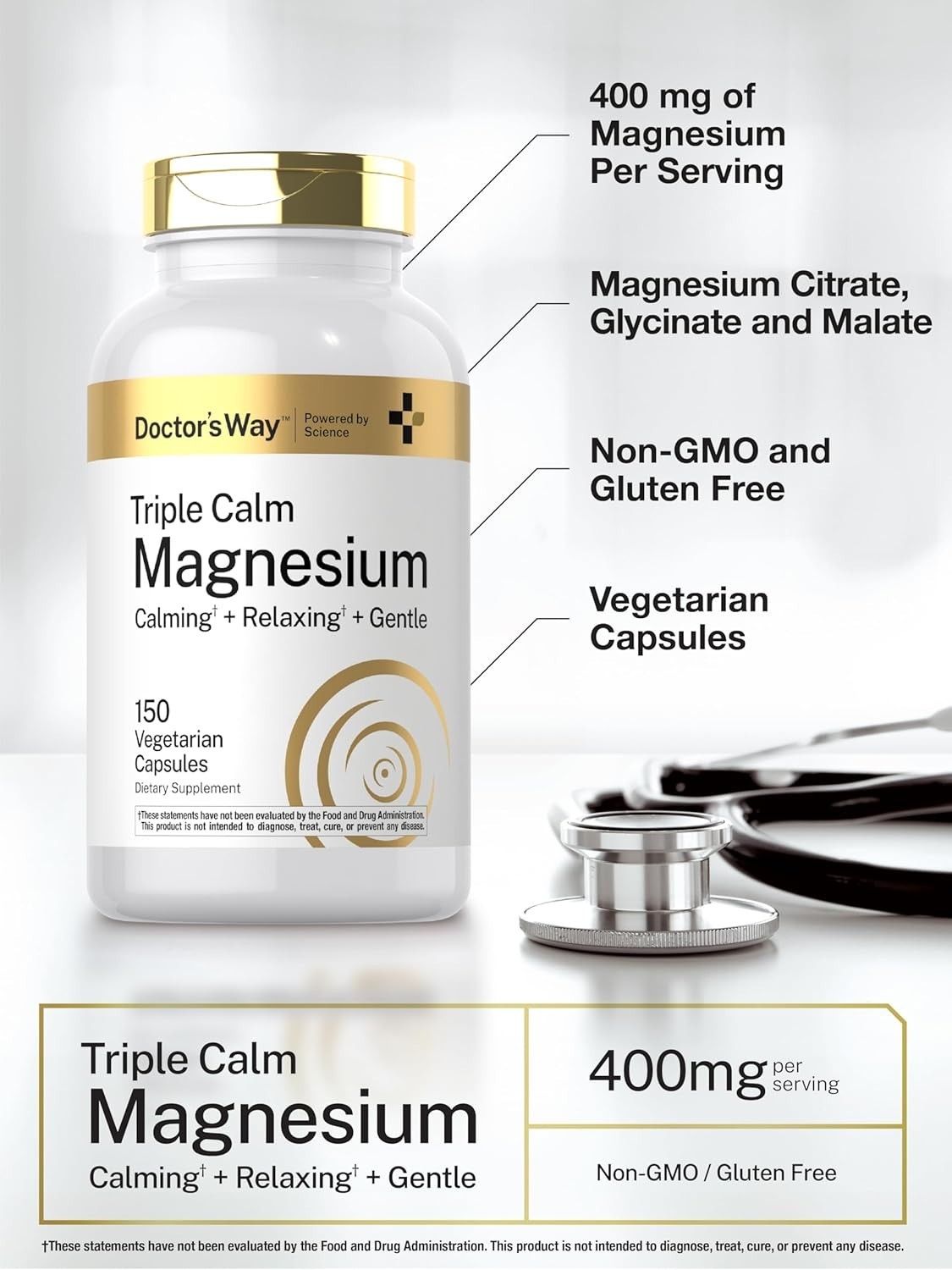 Magnesio 3 en 1 (Malato, Quelato de Bisglicinato, Citrato) Pack of 60 | 1340mg