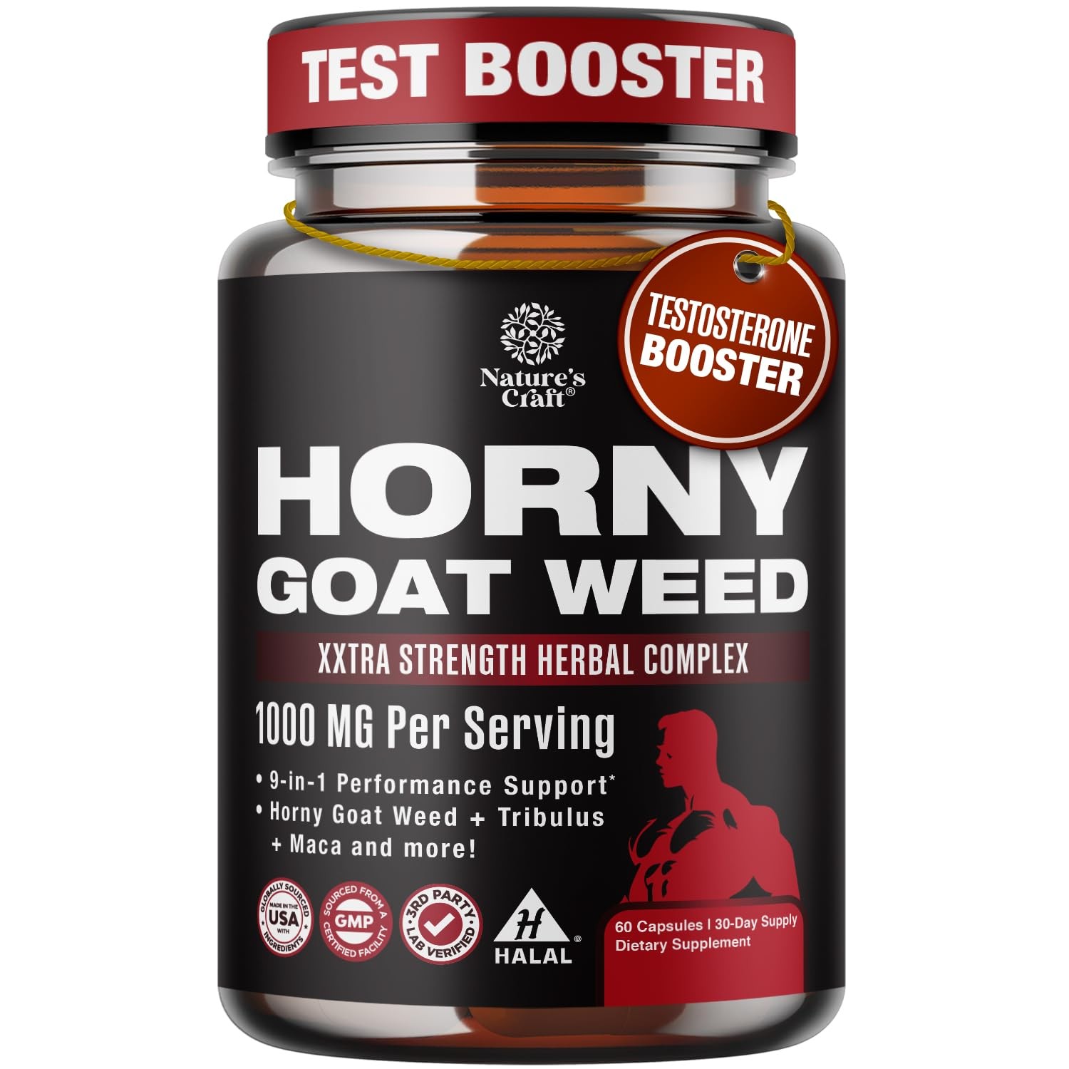 Horny Goat Weed for Men – Extra Strength Male Supplement 60 Count (Pack of 1)