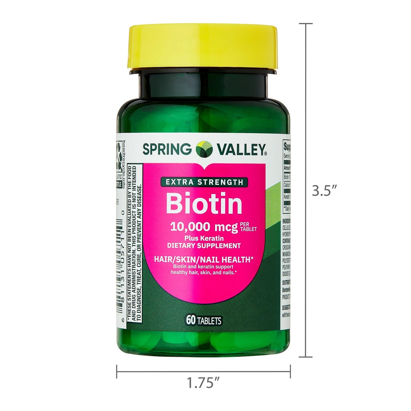 Spring Valley Extra Strength Biotin plus Keratin Tablets, 10000 Mcg, 60ct. pak 2