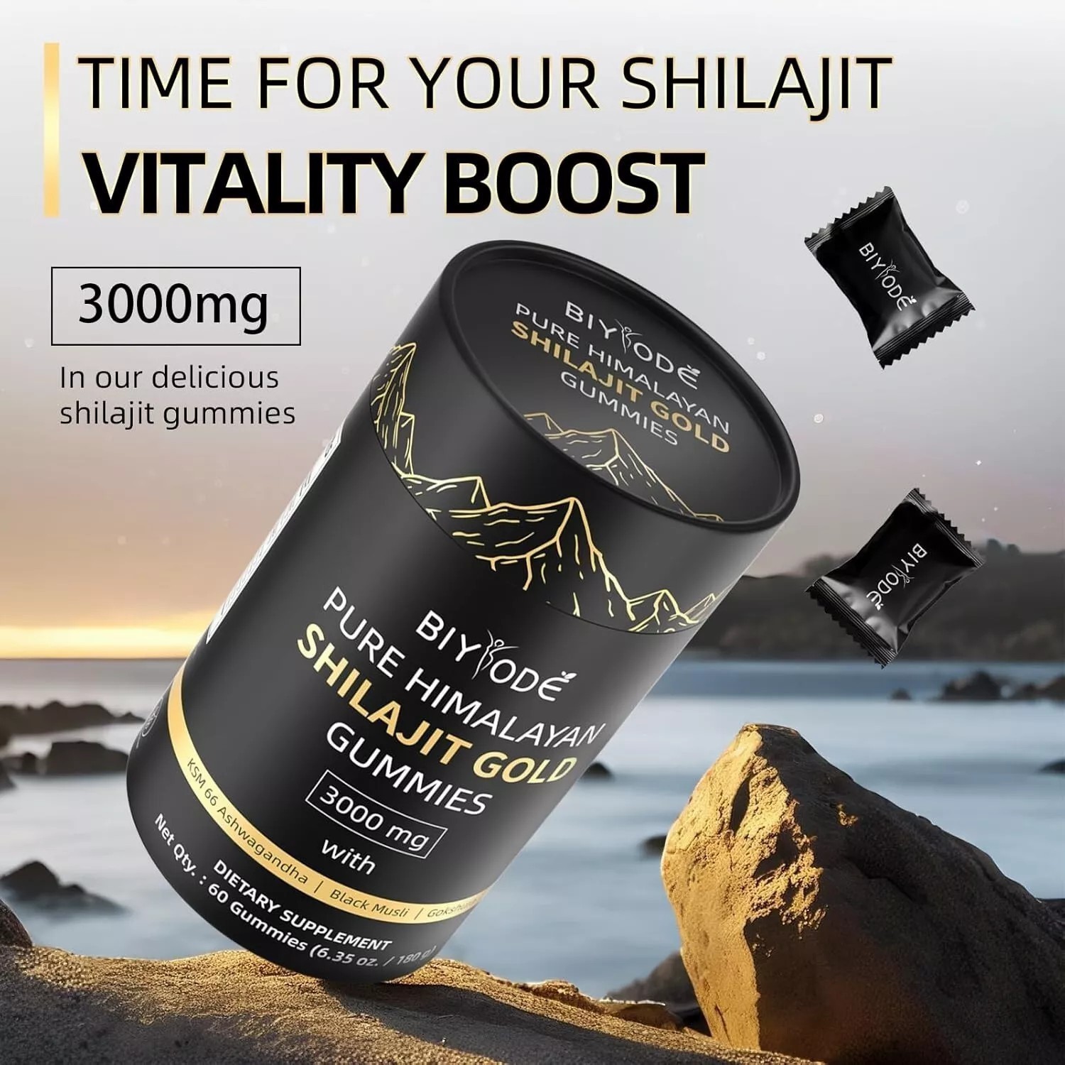 Himalayan Shilajit GOLD Gummies, Natural Extremely Potent 3000 mg, Fulvic Acid