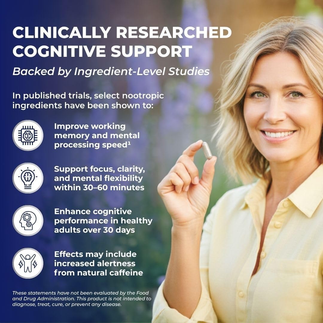 Brain Supplement 12-in-1 Nootropic Cognitive Support Memory Focus Energy