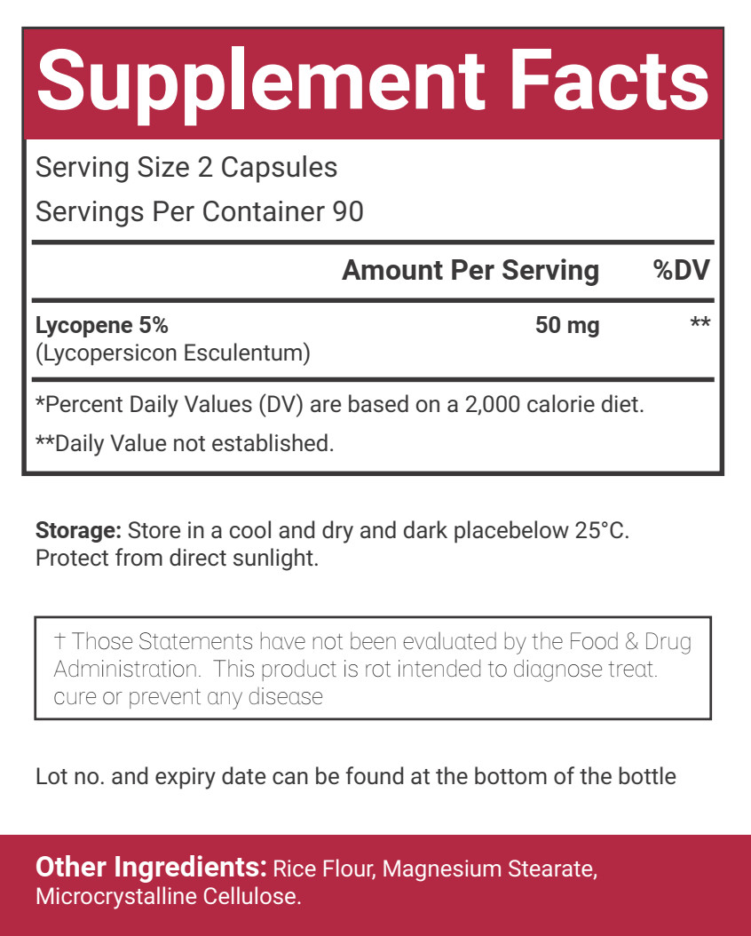 VitaCosmoX Lycopene 50mg Antioxidant & Prostate Health Support 180 Capsules
