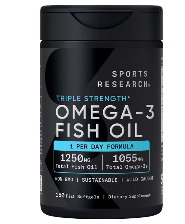 Sports Research Triple Strength Omega-3 Fish Oil, 150 Fish Softgels
