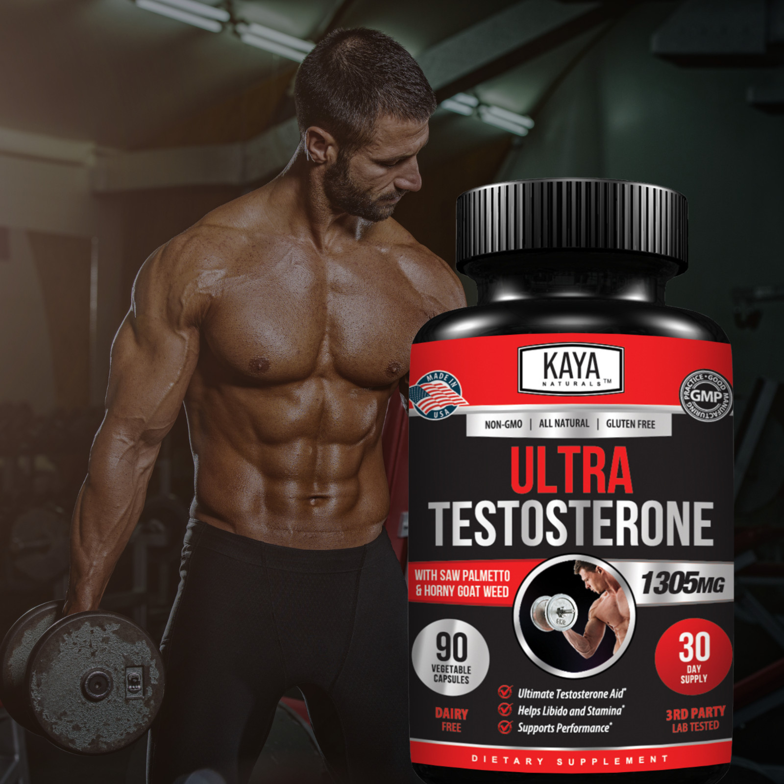 Natural Testosterone Booster 90ct Increase Energy Improve Muscle Strength Growth