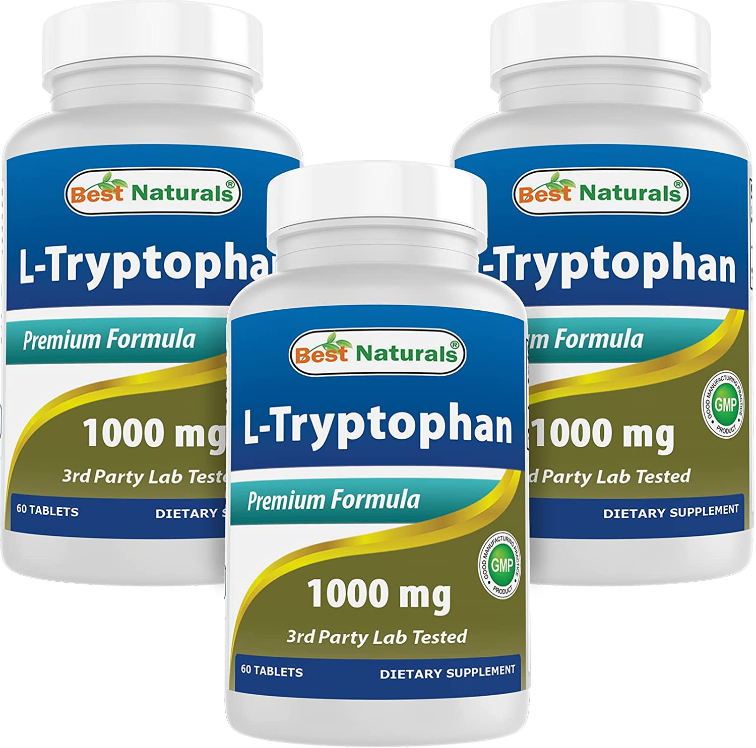 L-Tryptophan 1000 Mg 60 Tablets (60 Count (Pack of 3))