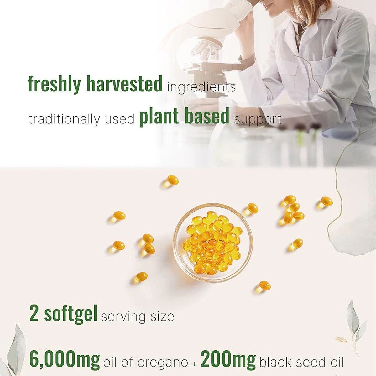 2 in 1 Oil of Oregano & Black Seed Softgels Count with Carvacrol,Immune Support