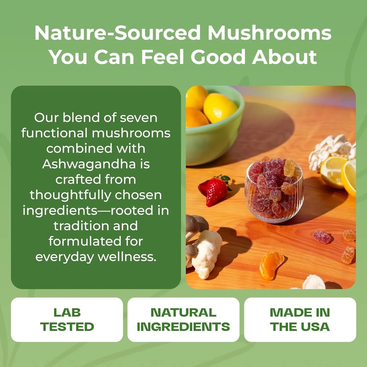 Drops of Nature Mushroom Gummies Lion’s Mane Ashwagandha 80ct Vegan EXP 02/27