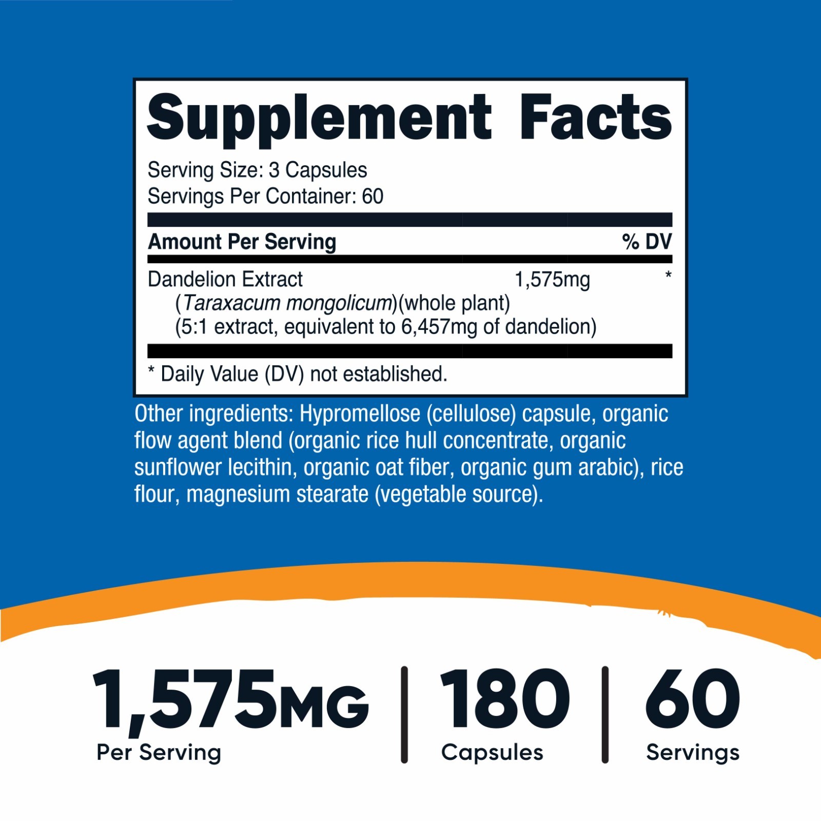 Nutricost Dandelion Root 525mg, 180 Capsules – 1575mg Serving, Non-GMO