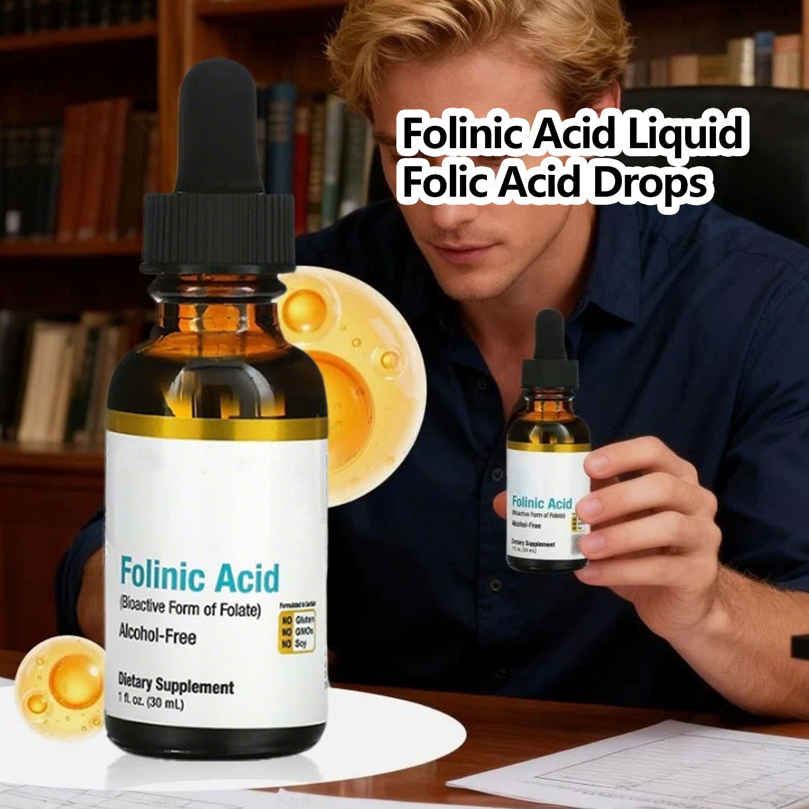 3 package Folinic Acid Supplement 3-Pack, 1 Fl Oz (30ML) Alcohol-Free Health …