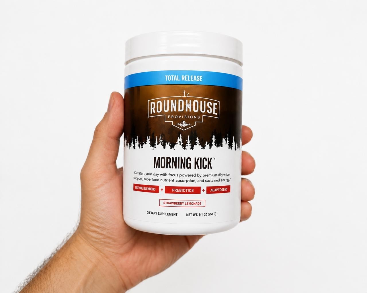 ROUNDHOUSE MORNING KICK-DIGESTIVE POWDER-STRAWBERRY LEMONADE, 9.1oz Chuck Norris