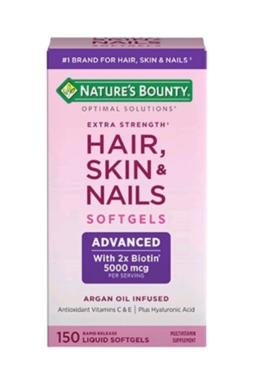 Nature’s Bounty Optimal Solutions Hair Skin & Nails 5000mcg Softgels 150