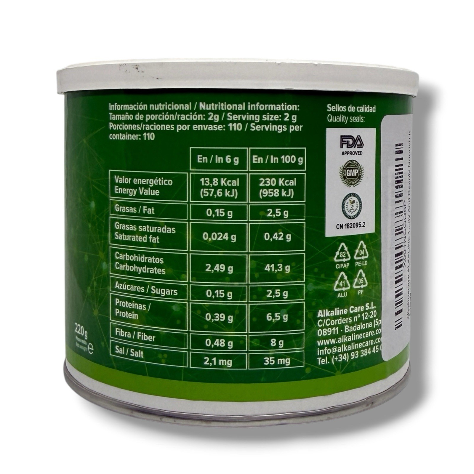 Alkaline Care Alkaline Greens Powder 220g 110 Doses Superfood Energy EXP 01/27