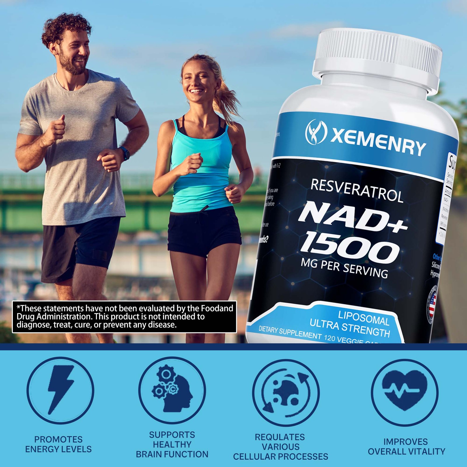 NAD+ 1500mg – Resveratrol, DNA Repair, Energy Production, Cellular Metabolism