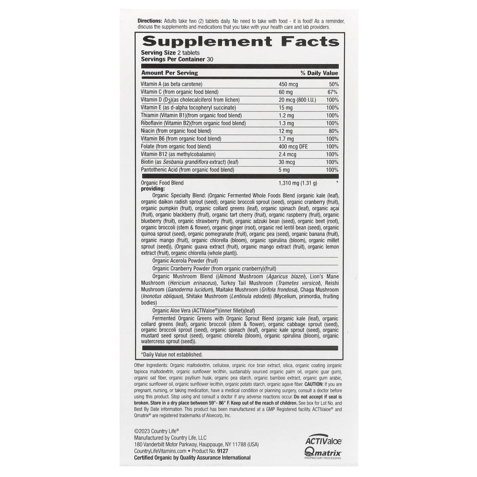 Realfood Organics, Multivitamin For Women, 60 Easy-to-Swallow Tablets