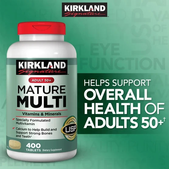Kirkland Signature Mature Multi Adult 50+ Vitamins & Minerals, 400 Tablets