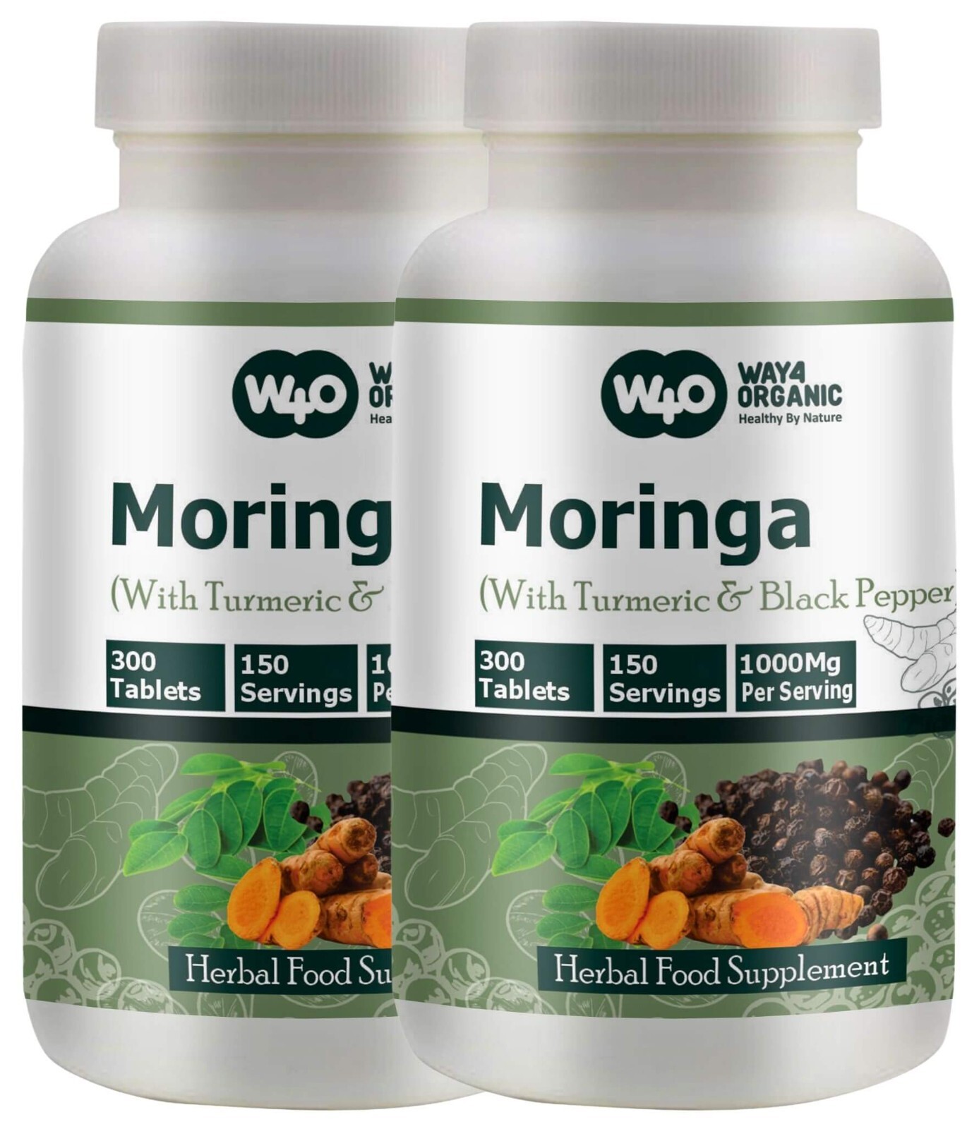 Moringa Tablets with Turmeric and Black Pepper, 300 Pills, 150 Serving