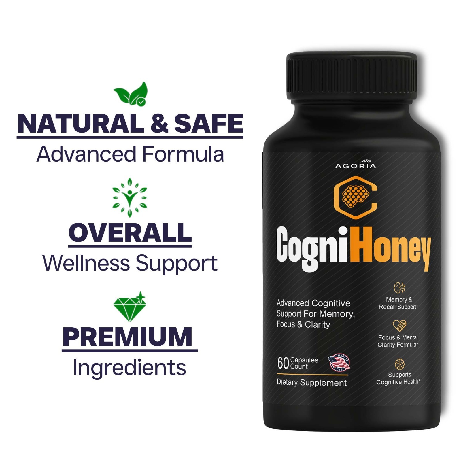 (1 Pack) CogniHoney Advanced Capsules, Cogni Honey Supplement Capsules