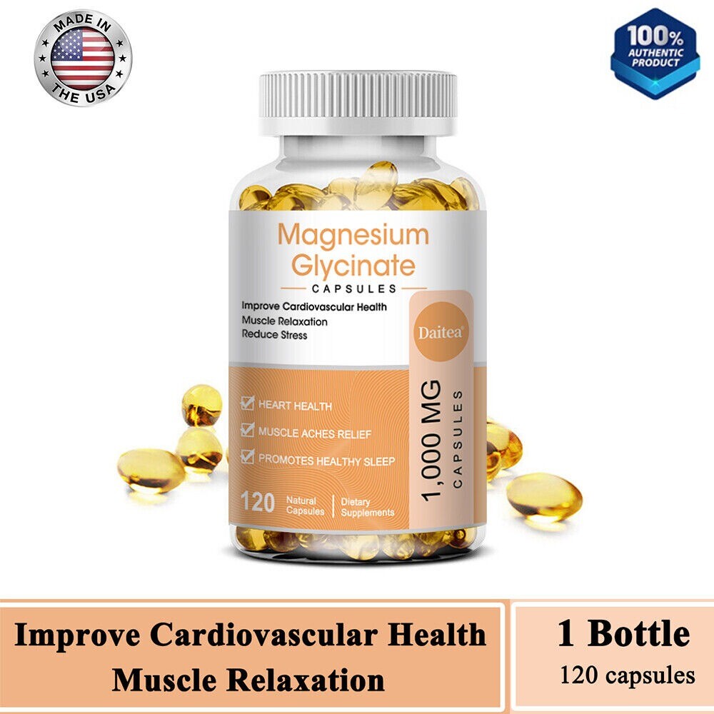 Magnesium Glycinate 1000mg – 30/60/120 Capsules For Sleep, Muscle & Heart Health