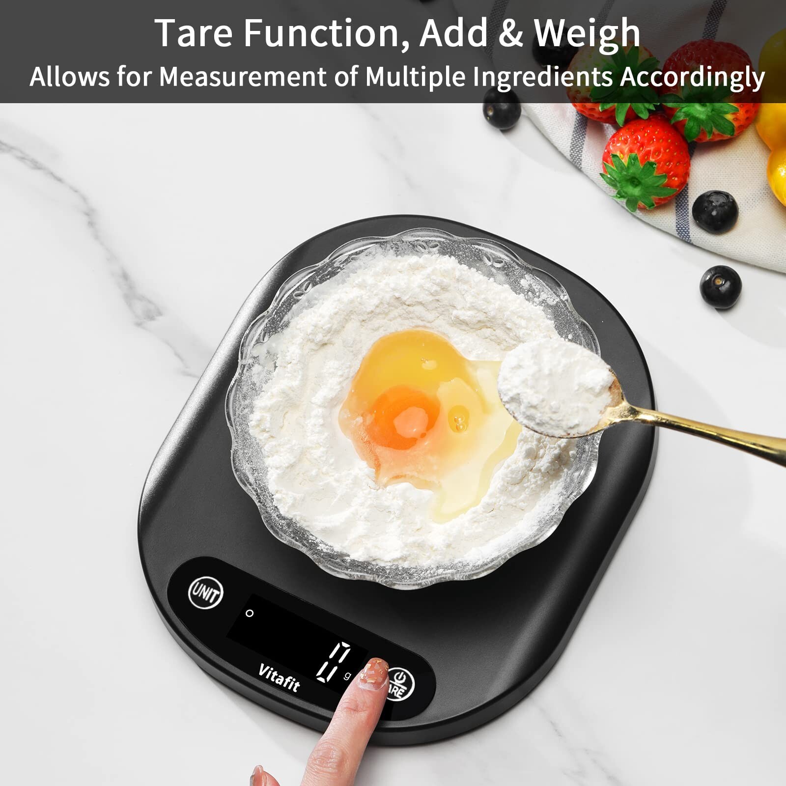 Vitafit 33lb/15kg Digital Food Scale Grams and Ounces in 1g/0.1oz, High Accur…