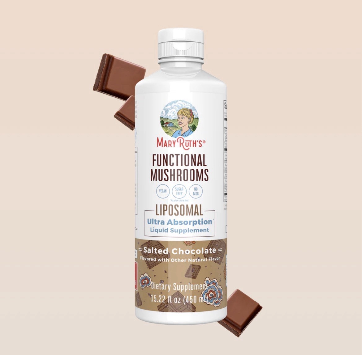 Mary Ruth’s Functional Mushrooms Liposomal Salted Chocolate 15.22 Fl Oz Exp 6/27
