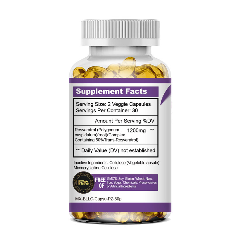 （5 Pack） Resveratrol – Brain Support, Mental Focus, Heart Health, Immune Support