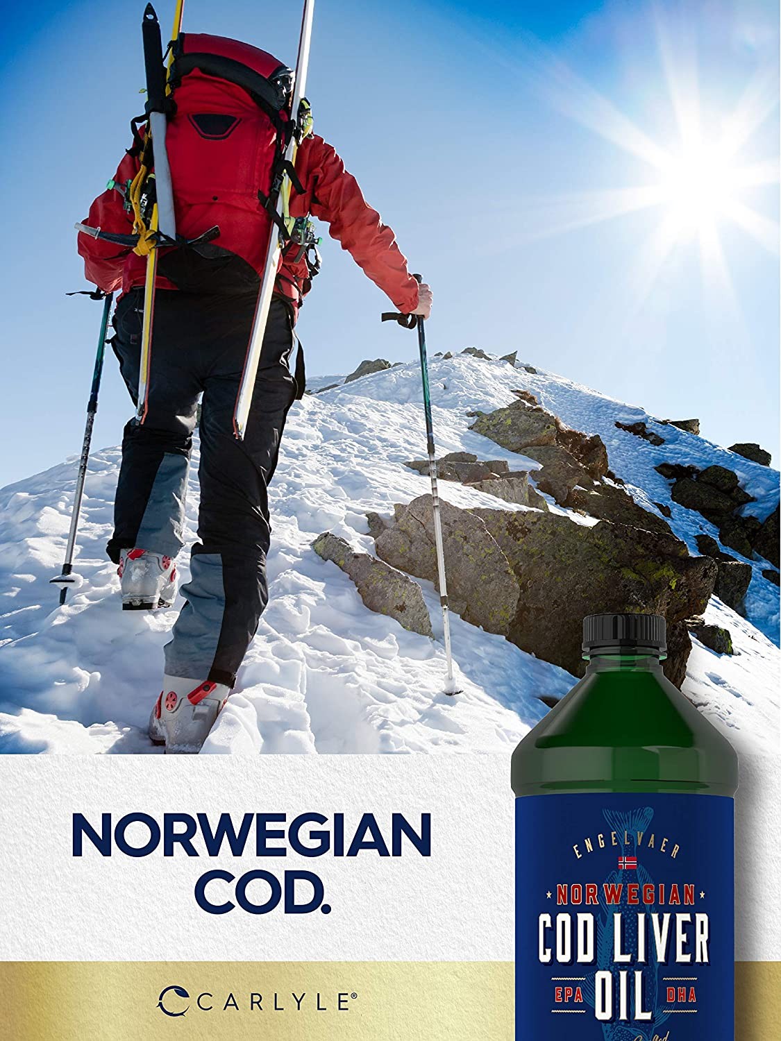 Cod Liver Oil Norwegian 16 fl oz 3 Bottles | Non-GMO, Gluten Free | by Carlyle