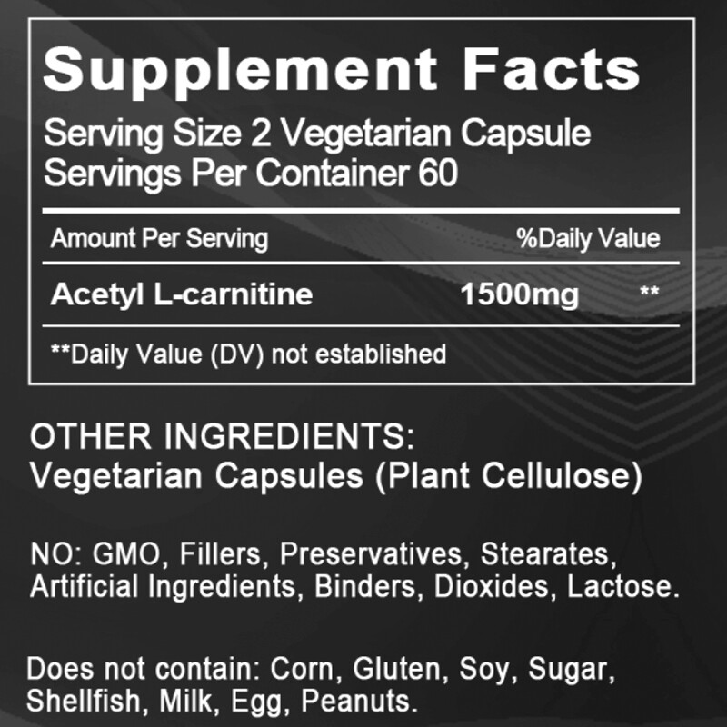 L-Carnitine Capsules – Fat Burner & Energy Booster – Weight Management 1500mg