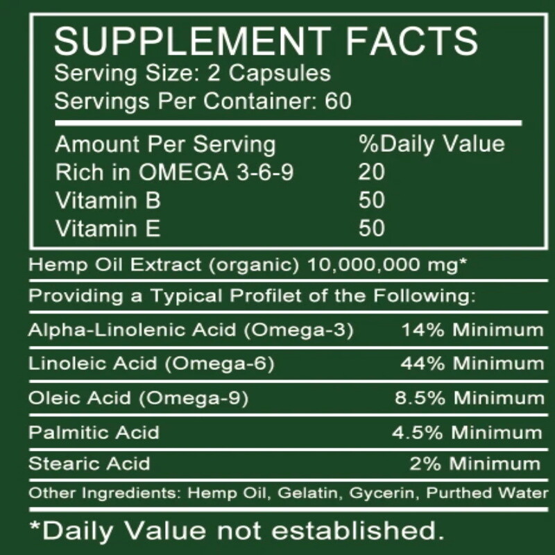 HEMP Capsule For Calm,Sleep,Stress,Anxiety,Pain,Muscle,Relax 30/60/120 Capsules