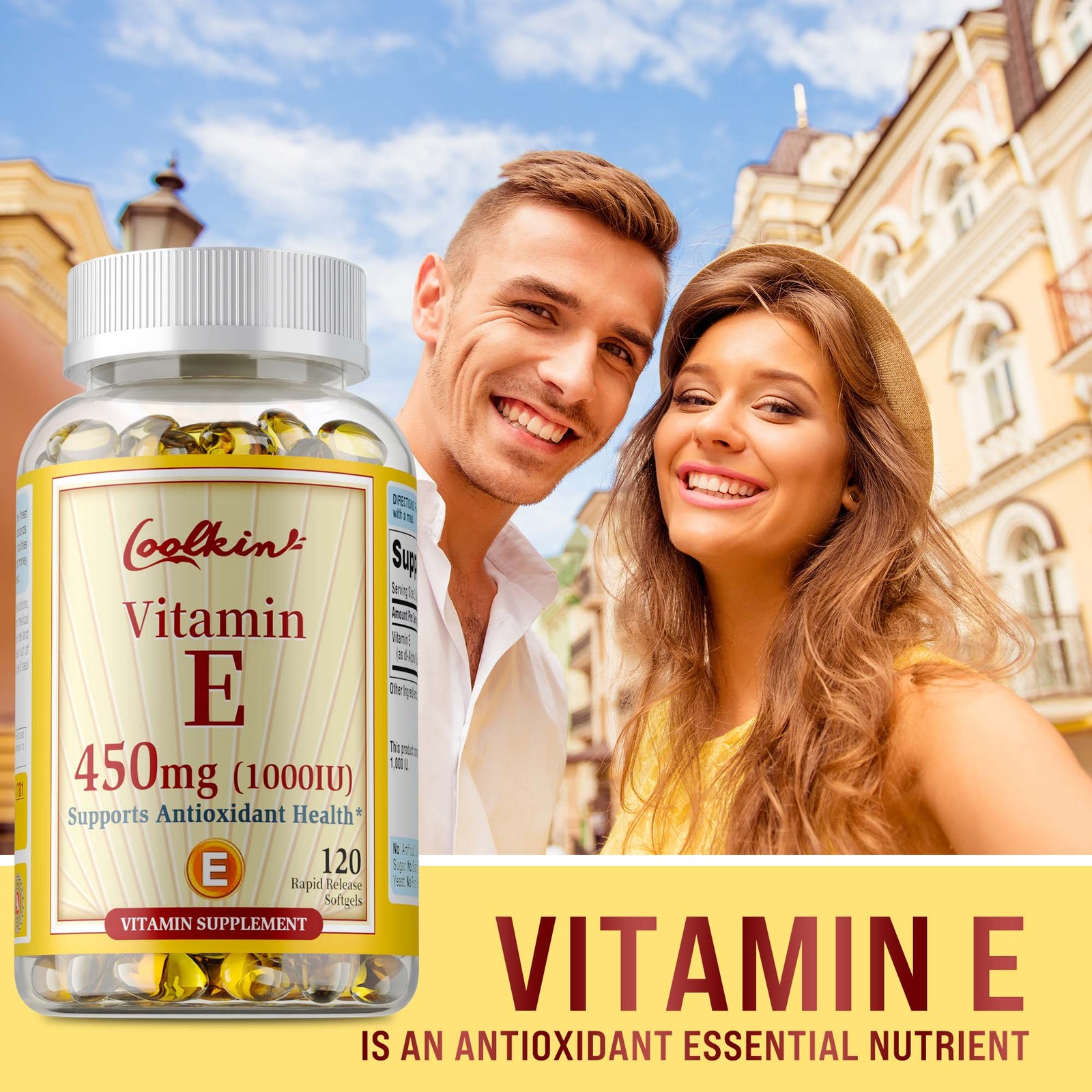 120pcs Vitamin E 1000 IU – Skin Health, Anti- Aging, Antioxidant, Eye Health