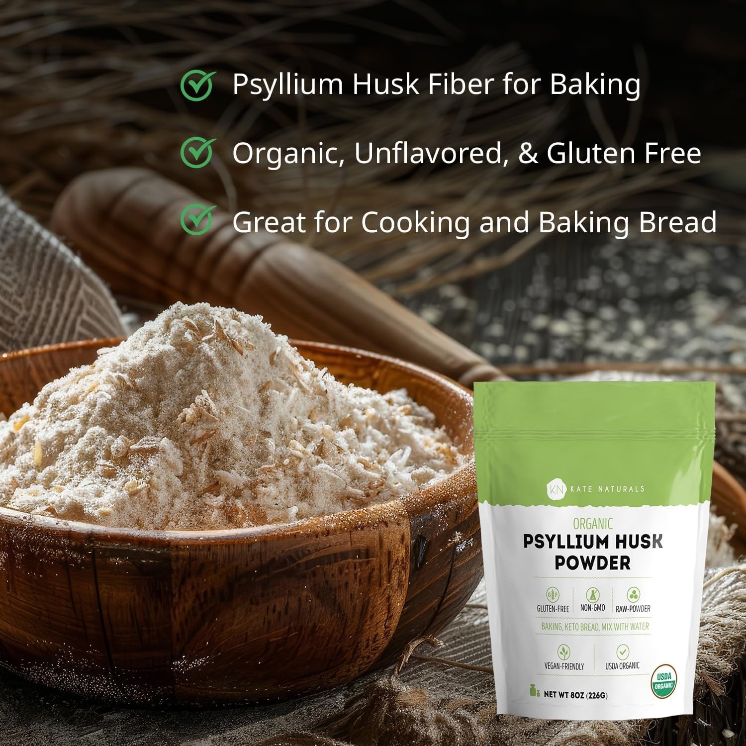 Fine Ground Organic Psyllium Husk Powder – 8oz for Digestion, Baking & Smoothies