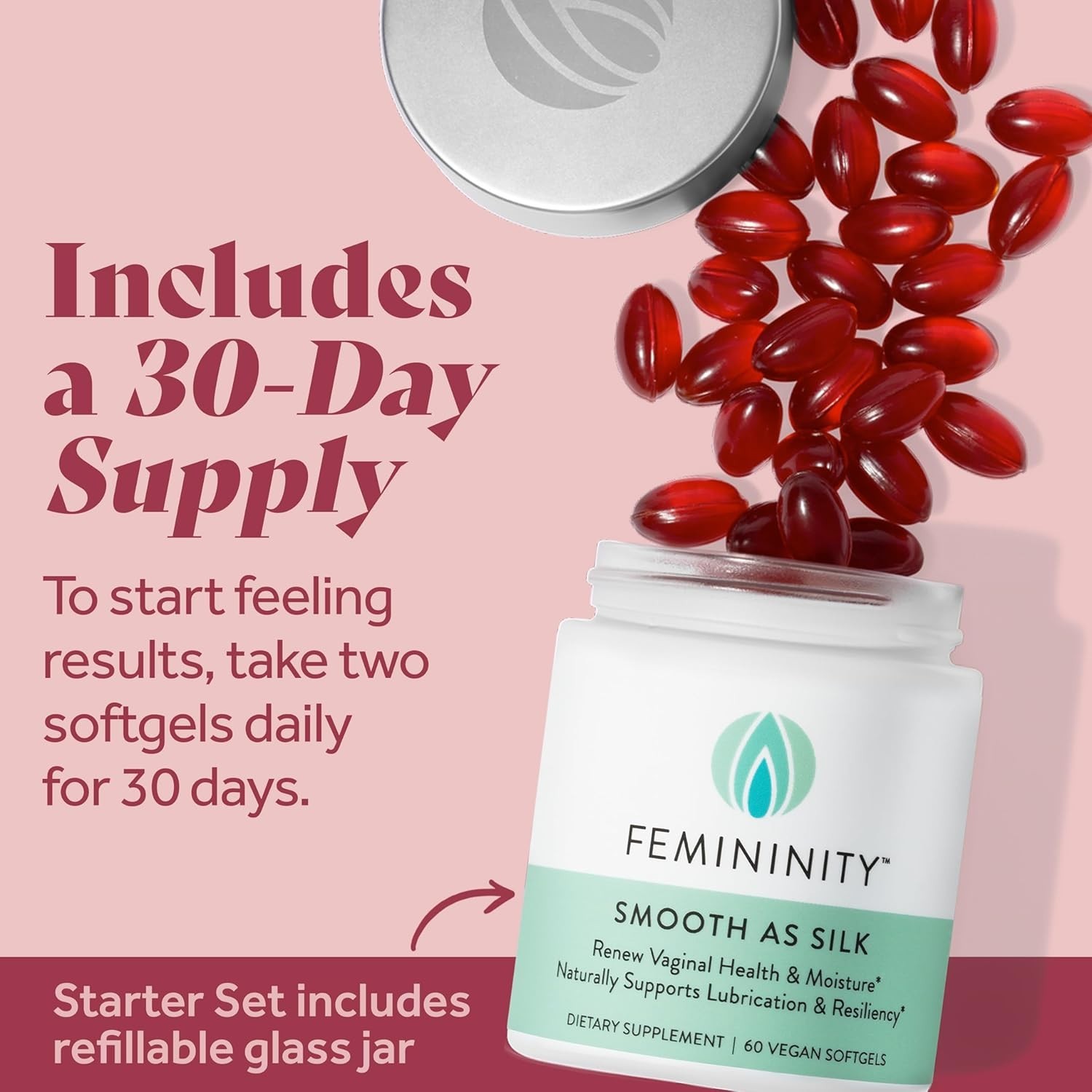 30-Day Refill Softgels for Vaginal Dryness, Sea Buckthorn Oil with Omega 7