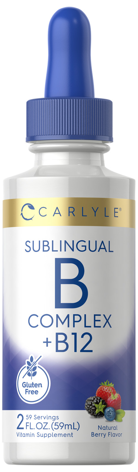 Vitamin B Complex Liquid | 2 fl oz | with B12 | Berry Flavor | by Carlyle