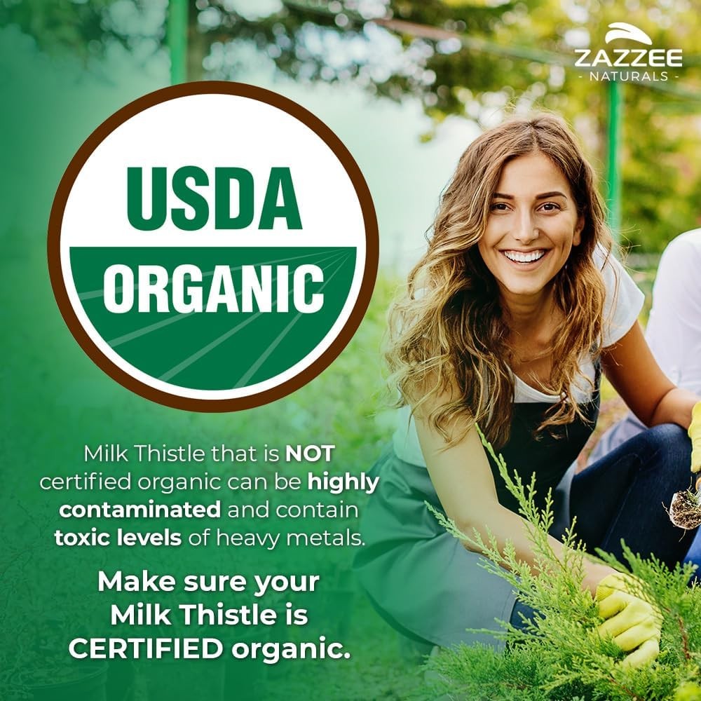 Zazzee Organic Milk Thistle Extract 20,000 mg Strength, 200 Vegan Capsules